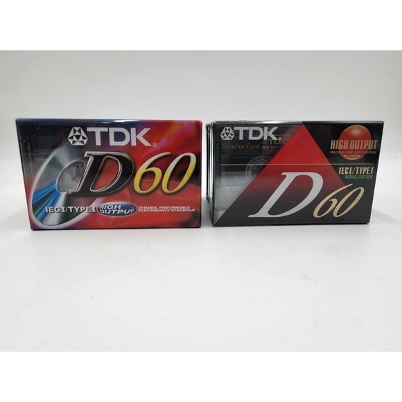 TDK D60 High Output Type 1 Slimline Eco & Regular Cassette Tapes Lot 12 New - Picture 4 of 9